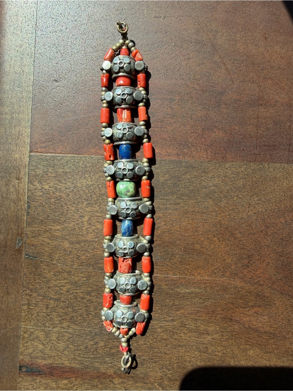 Vintage Tibetan Turquoise, Lapis & Red Coral and Mixed Bead Statement Bracelet